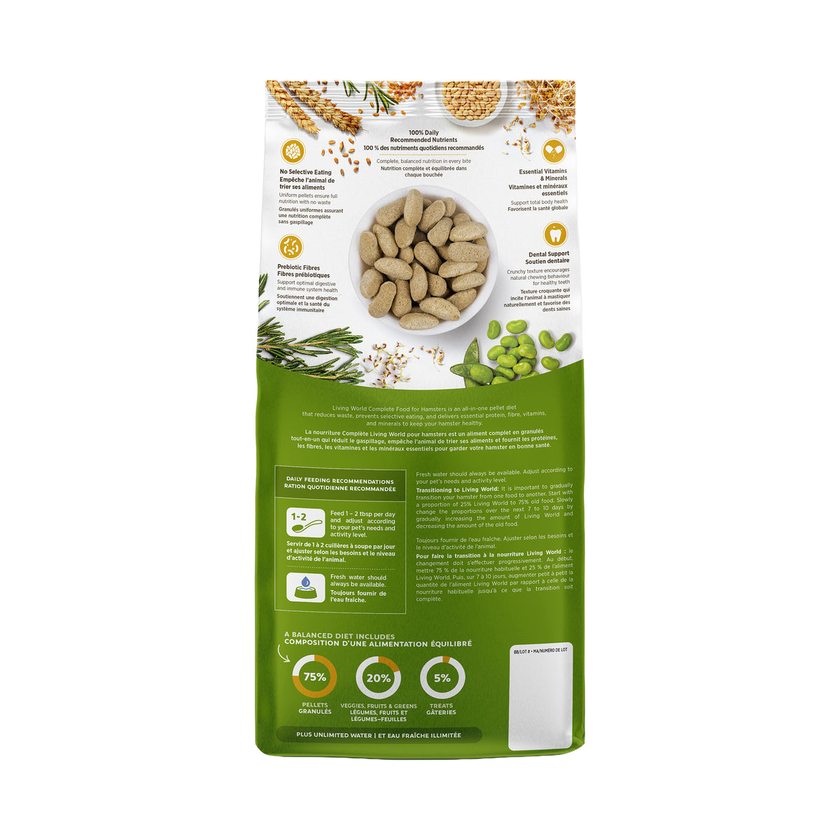 Aliment Extrusion Living World pour hamsters, 1,5 kg (3,3 lb)