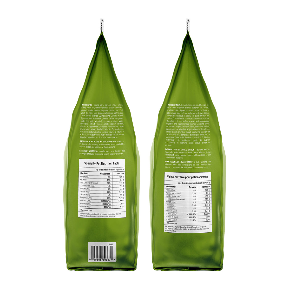 Aliment Extrusion Living World pour hamsters, 1,5 kg (3,3 lb)