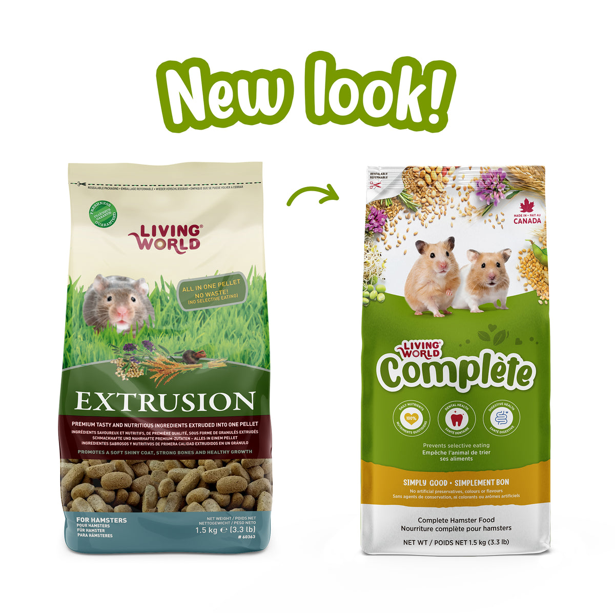 Aliment Extrusion Living World pour hamsters, 1,5 kg (3,3 lb)