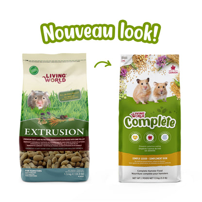 Aliment Extrusion Living World pour hamsters, 1,5 kg (3,3 lb)