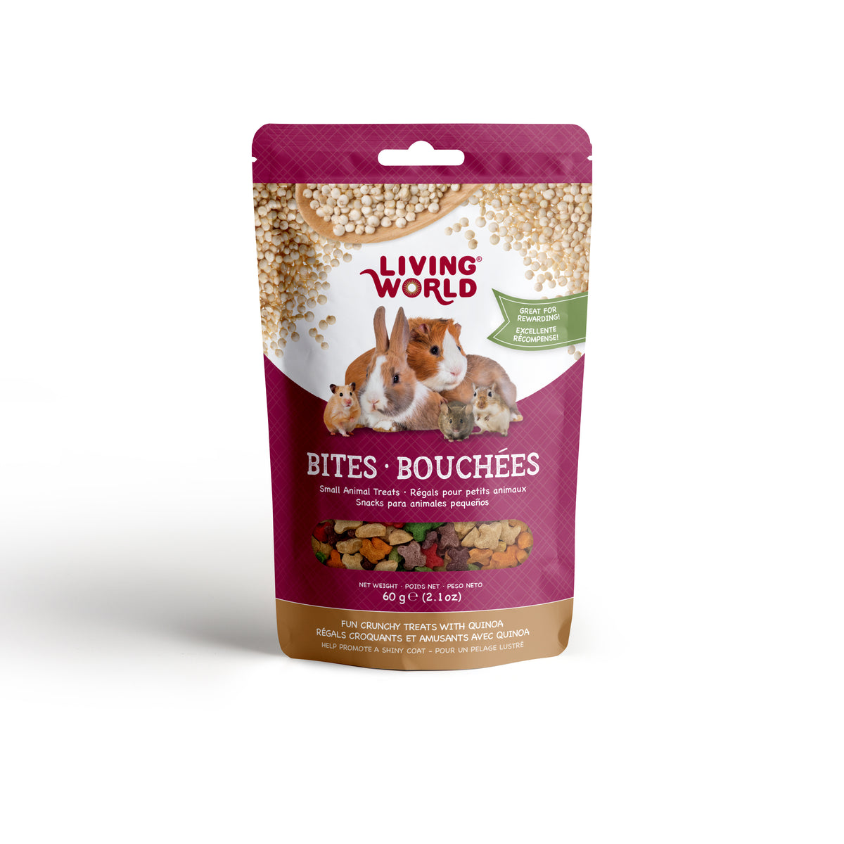 Gâteries Living World pour petits animaux, bouchées avec quinoa, 60 g (2,1 oz)