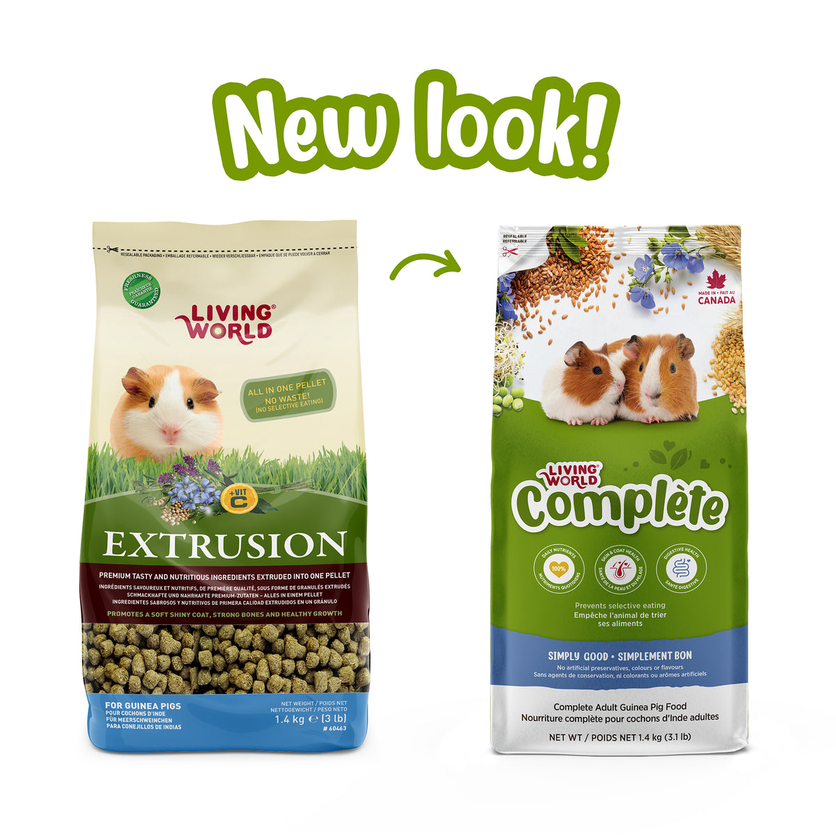 Aliment Extrusion Living World pour cochons d’Inde, 1,4 kg (3,1 lb)