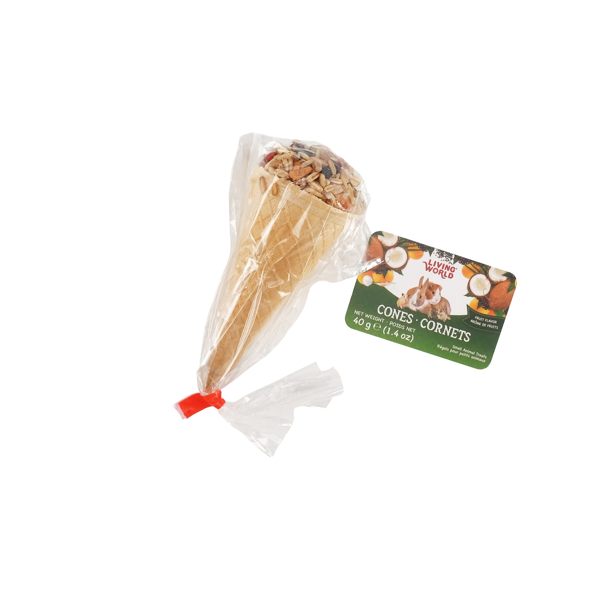 Gâteries Living World pour petits animaux, cornets, arôme de fruits, 40 g (1,4 oz)