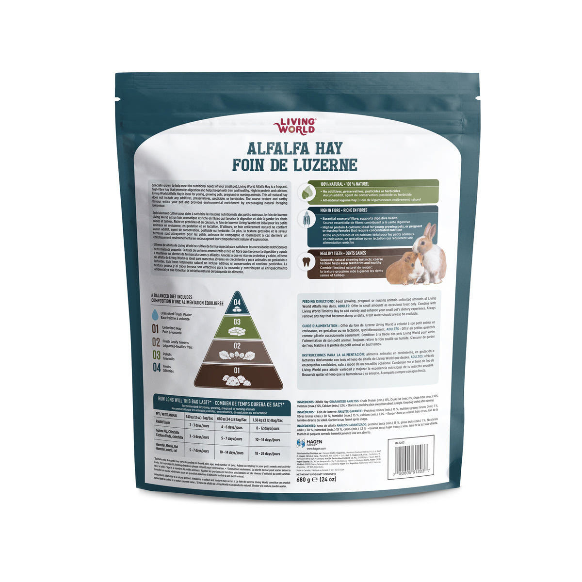 Foin de luzerne Living World, grand, 680 g (24 oz)