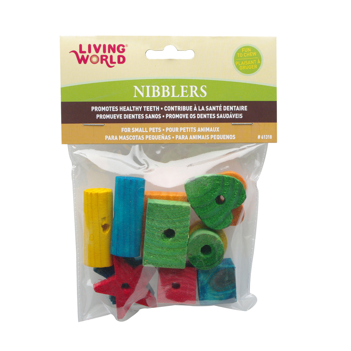Jouets à gruger Nibblers Living World en bois, formes diverses, paquet de 12