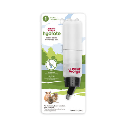 Bouteille à eau étanche Living World avec support pour petits animaux, très petite, 50 ml (2 oz liq.)