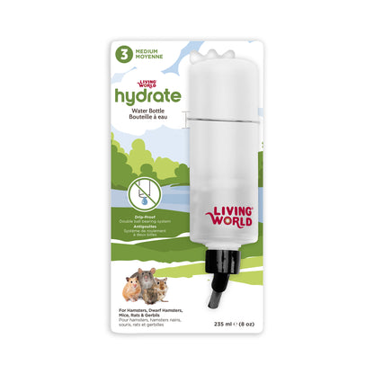 Bouteille à eau étanche Living World avec support pour petits animaux, moyenne, 236 ml (8 oz liq.)