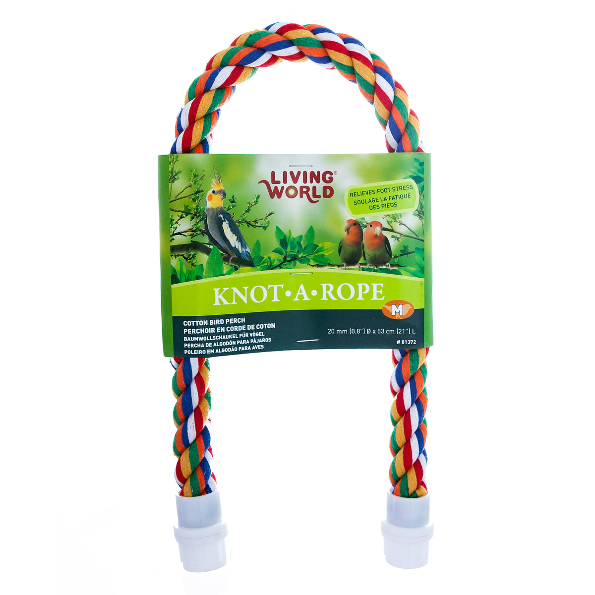 Perchoir KnotARope Living World en coton, multicolore, 2 x 53 cm (0,8 x 21 po)