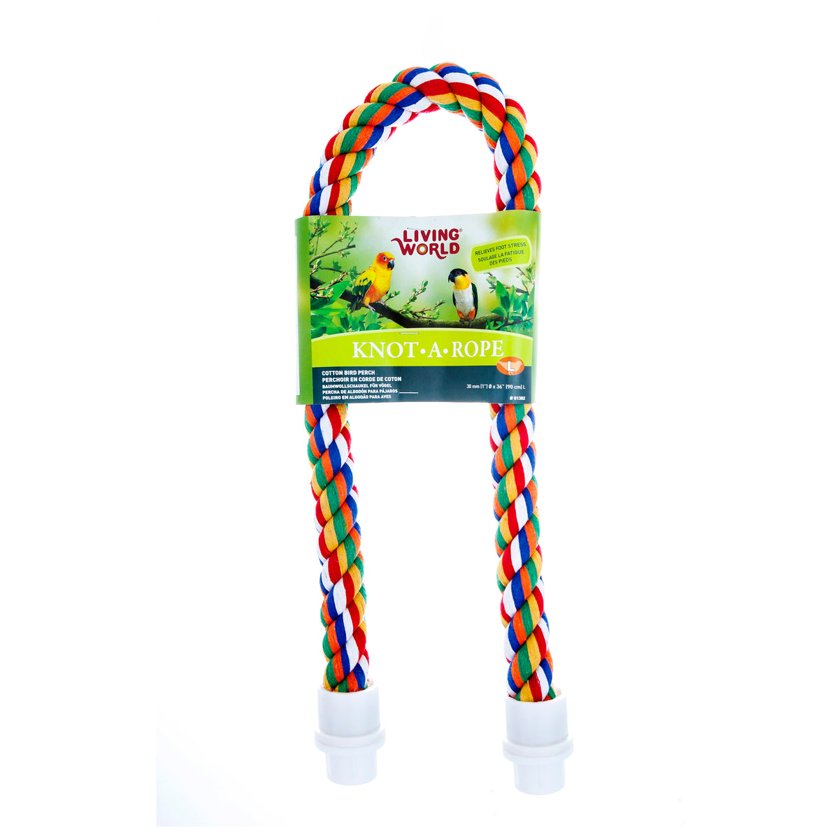 Perchoir KnotARope Living World en coton, multicolore, 3 x 90 cm (1,2 x 36 po)