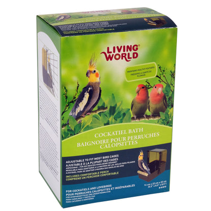 Baignoire extérieure Living World pour calopsittes, dessus topaze transparent et base brune