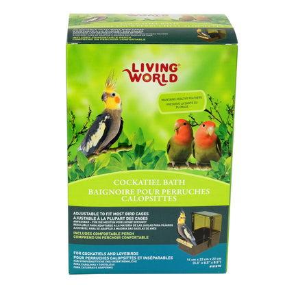Baignoire extérieure Living World pour calopsittes, dessus topaze transparent et base brune