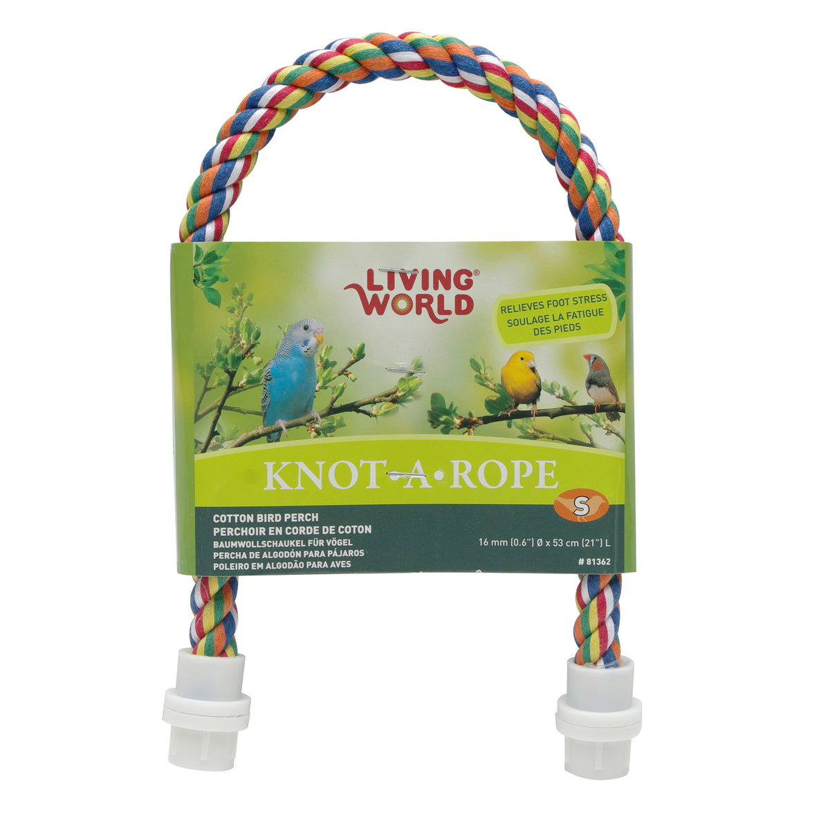 Perchoir KnotARope Living World en coton, multicolore, 1,6 x 53 cm (0,6 x 21 po)