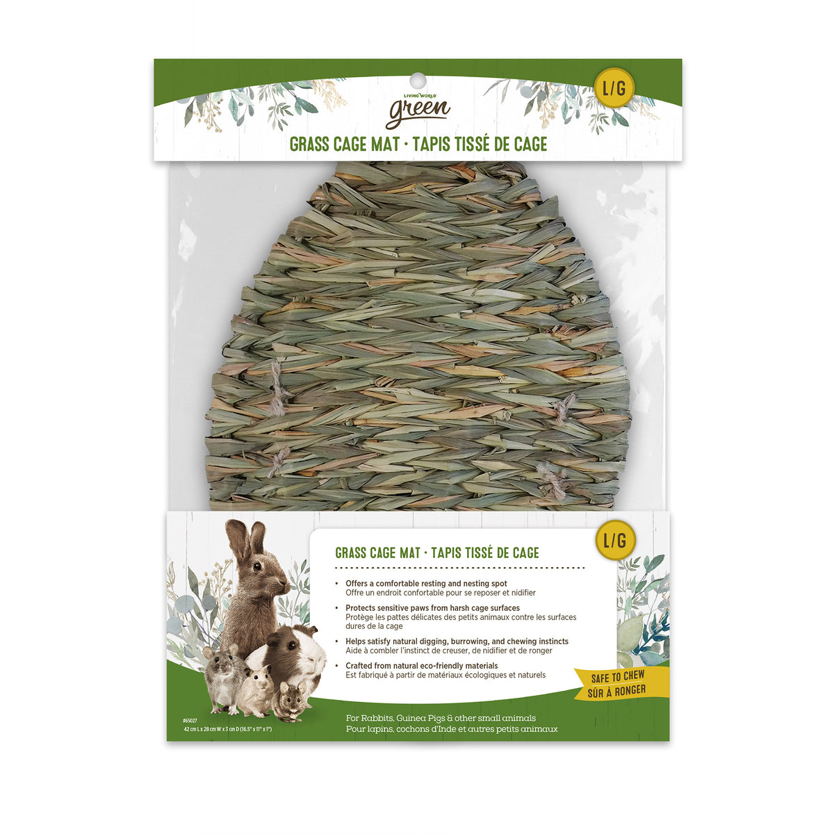 Tapis tissé de cage Living World Green, grand, L. 42 x l. 28 x P. 3 cm (16,5 x 11 x 1 po)