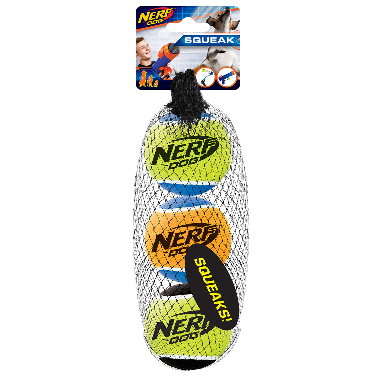 Balles de tennis sonores Nerf Dog, moyennes, 6,4 cm (2,5 po), paquet de 3