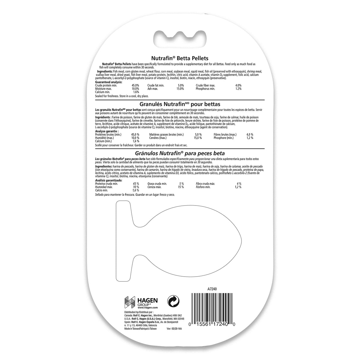 Granulés flottants Nutrafin basix pour bettas, cartouche de 12 g (0,4 oz)