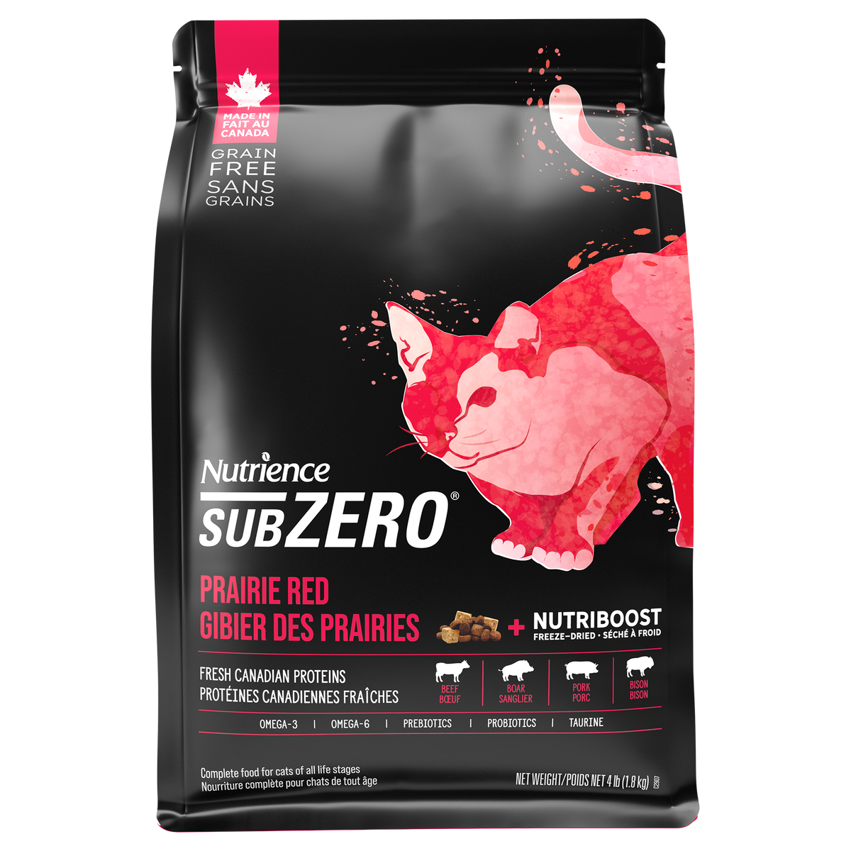 Nourriture Nutrience SubZero pour chats, Gibier des Prairies, 1,8 kg