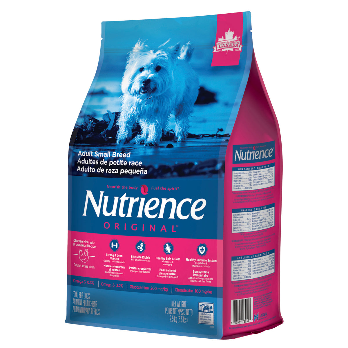 Nourriture Nutrience Original, Adultes de petite race, Poulet et riz brun, 2,5 kg