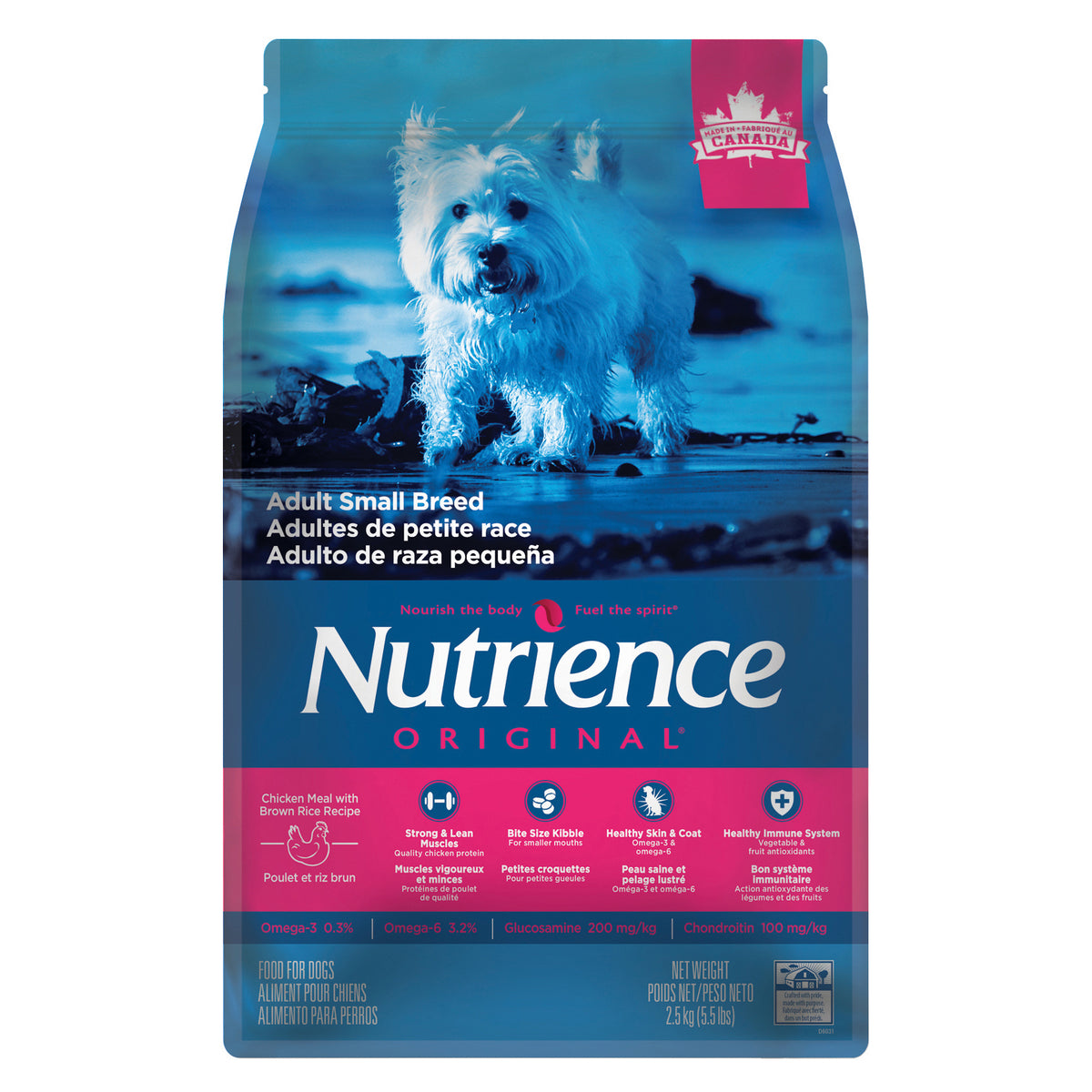 Nourriture Nutrience Original, Adultes de petite race, Poulet et riz brun, 2,5 kg