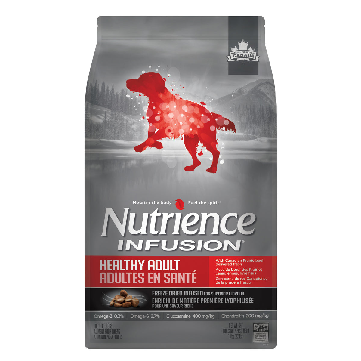Aliment Nutrience Infusion pour chiens adultes en santé, Bœuf, 10 kg (22 lbs)
