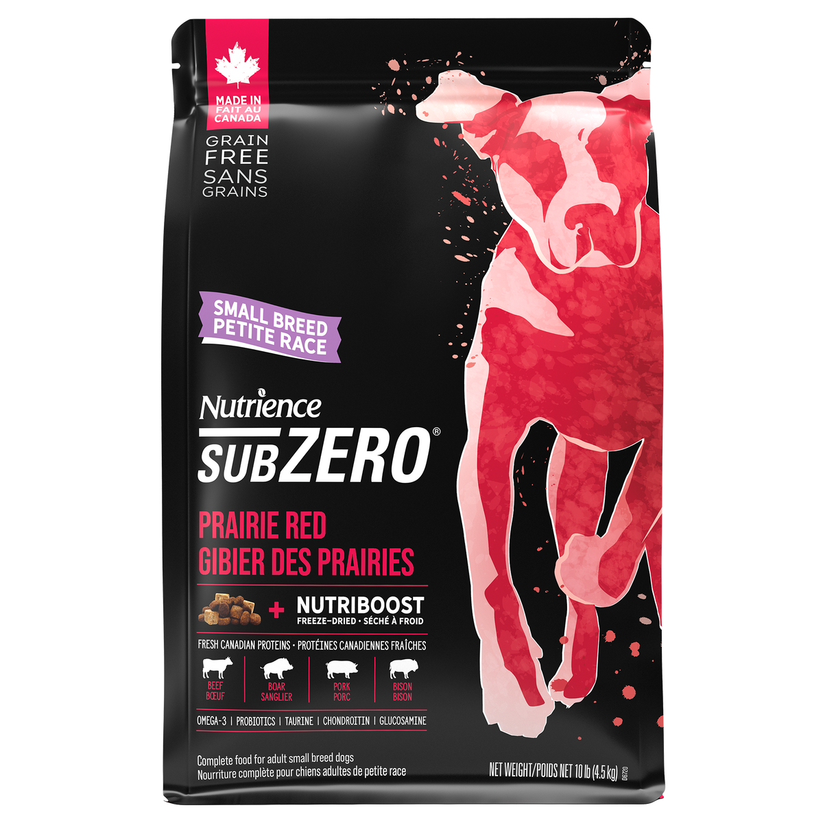 Nourriture Nutrience SubZero pour chiens de petite race, Gibier des Prairies, 4,5 kg