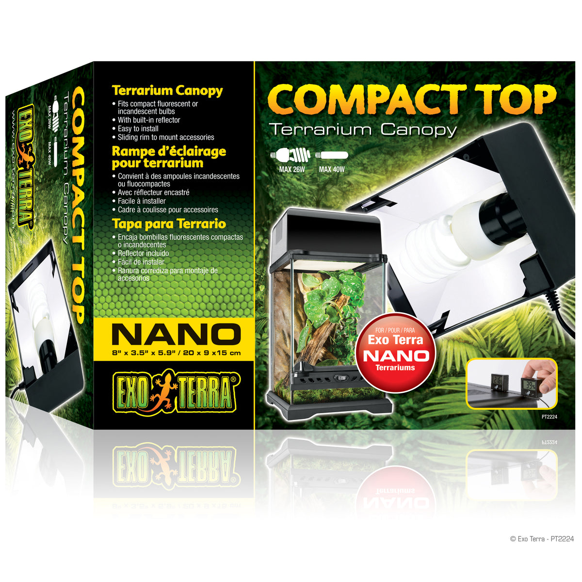 Couvercle d’éclairage Compact Top Exo Terra, nano, 20 x 9 x 15 cm (8 x 3,5 x 5,9 po)
