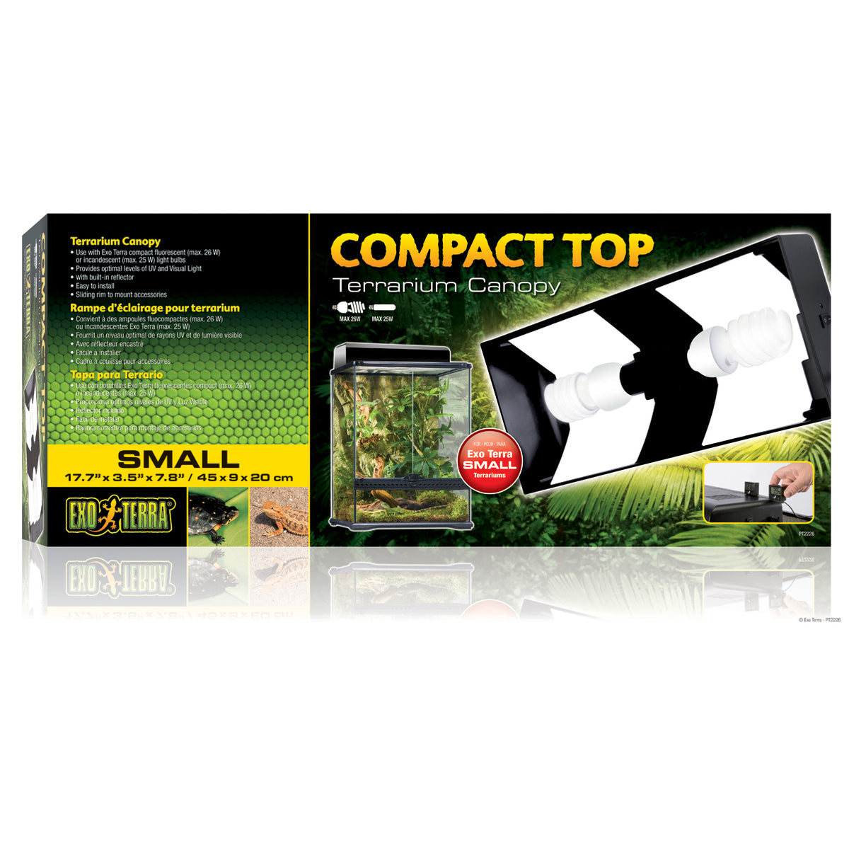 Couvercle d’éclairage Compact Top Exo Terra, petit, 45 x 9 x 20 cm (17,7 x 3,5 x 7,8 po)