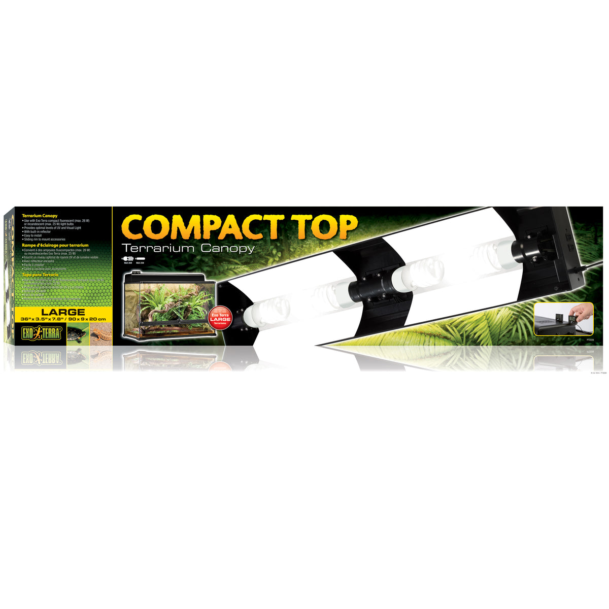 Couvercle d’éclairage Compact Top Exo Terra, grand, 90 x 9 x 20 cm (36 x 3,5 x 7,8 po)