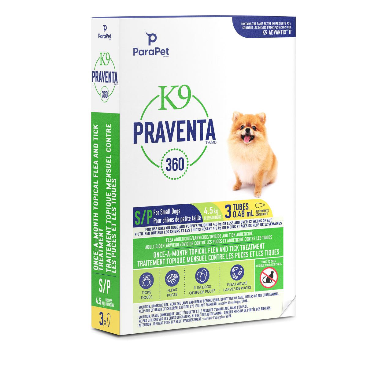 Traitement K9 Praventa 360, chiens de petite taille, 3 tubes