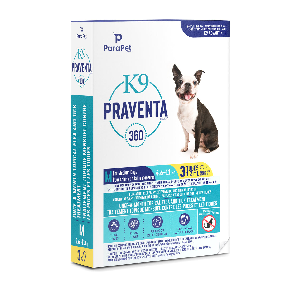 Traitement K9 Praventa 360, chiens de taille moyenne, 3 tubes