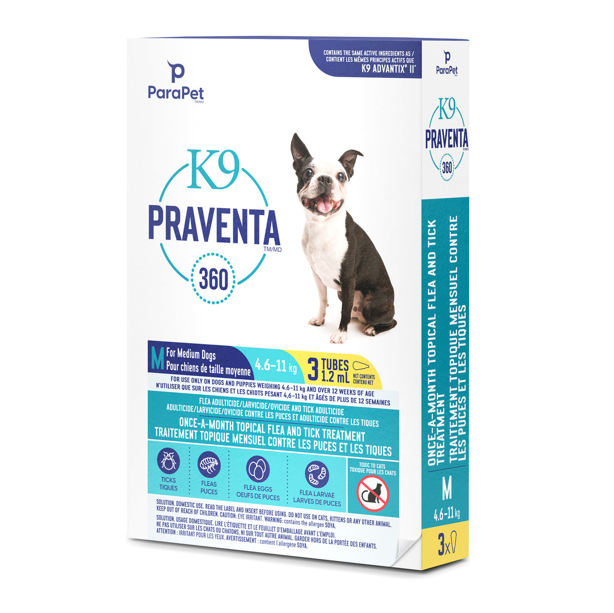 Traitement K9 Praventa 360, chiens de taille moyenne, 3 tubes