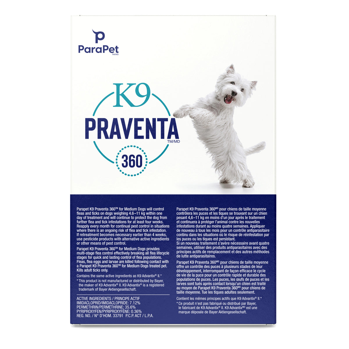 Traitement K9 Praventa 360, chiens de taille moyenne, 3 tubes