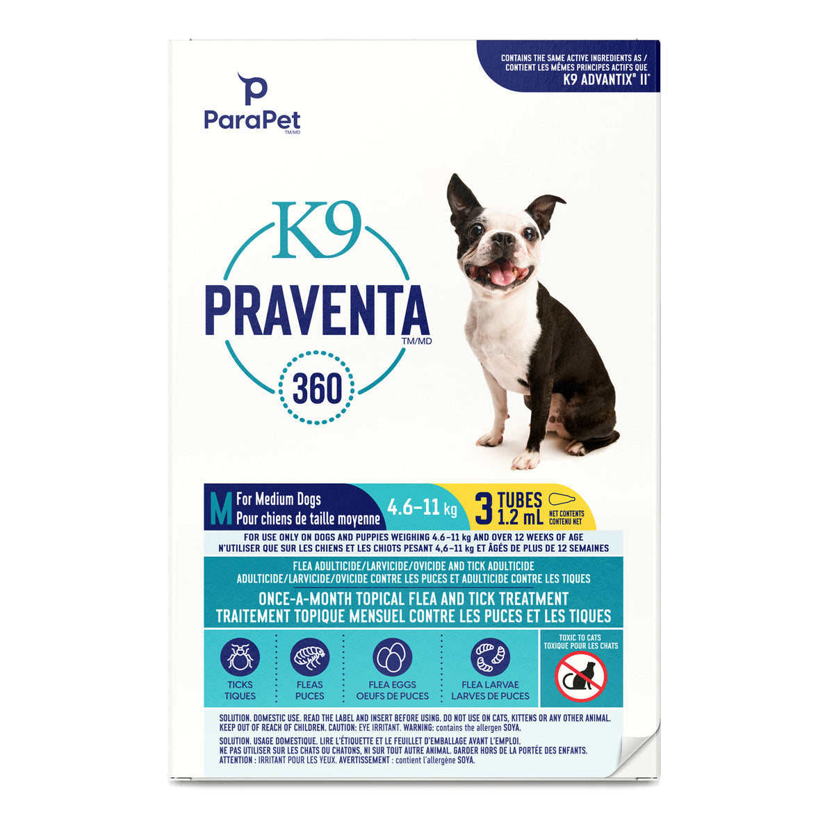 Traitement K9 Praventa 360, chiens de taille moyenne, 3 tubes