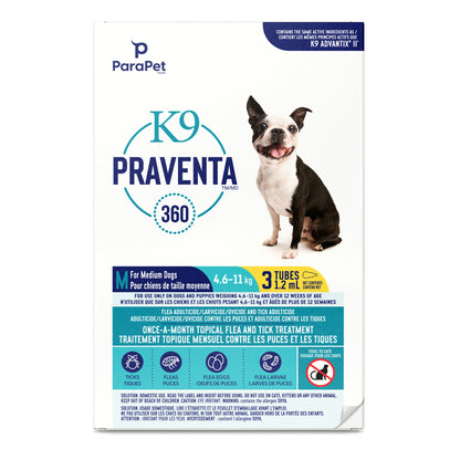 Traitement K9 Praventa 360, chiens de taille moyenne, 3 tubes