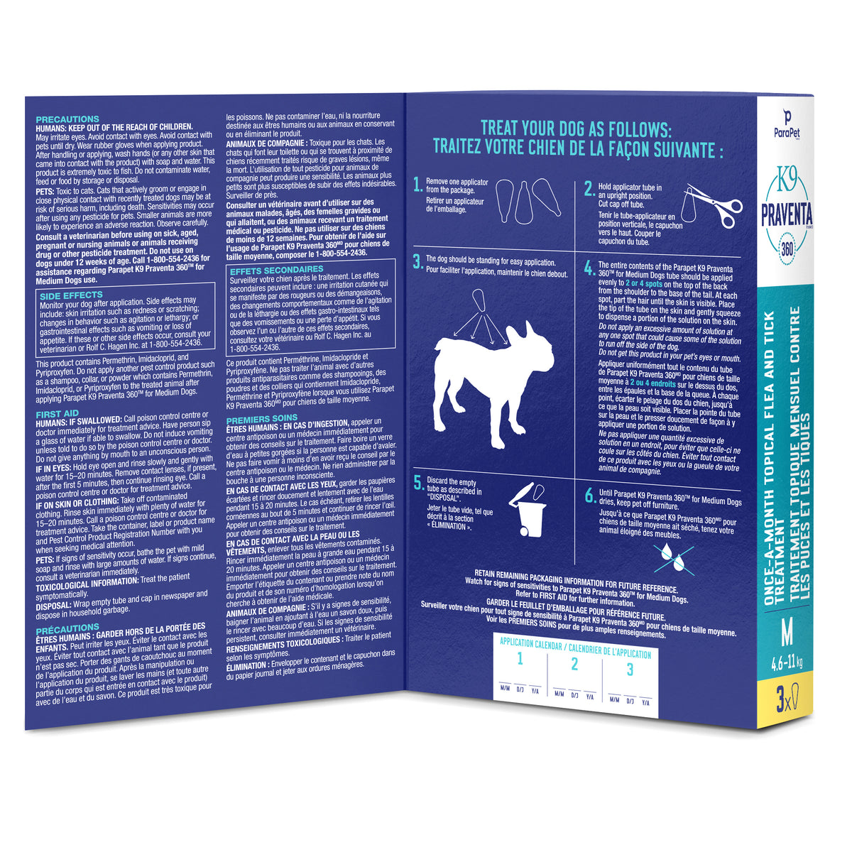 Traitement K9 Praventa 360, chiens de taille moyenne, 3 tubes
