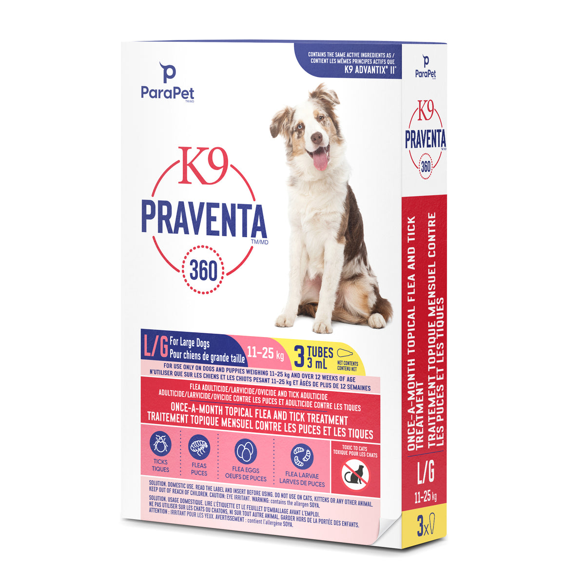 Traitement K9 Praventa 360, chiens de grande taille, 3 tubes