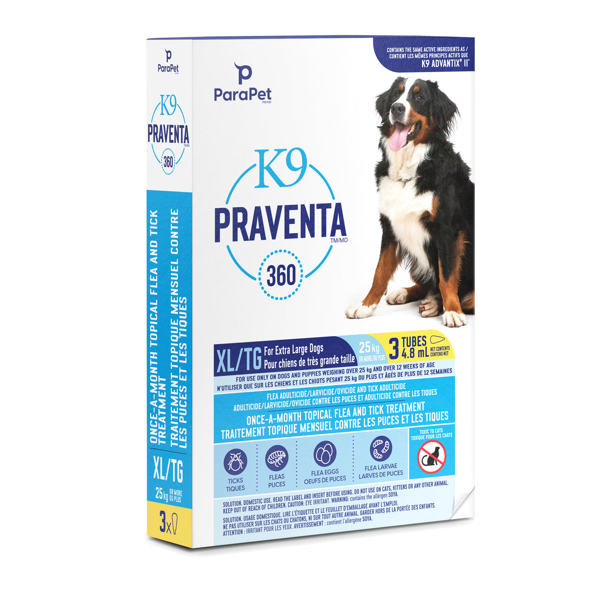 Traitement K9 Praventa 360, chiens de très grande taille, 3 tubes
