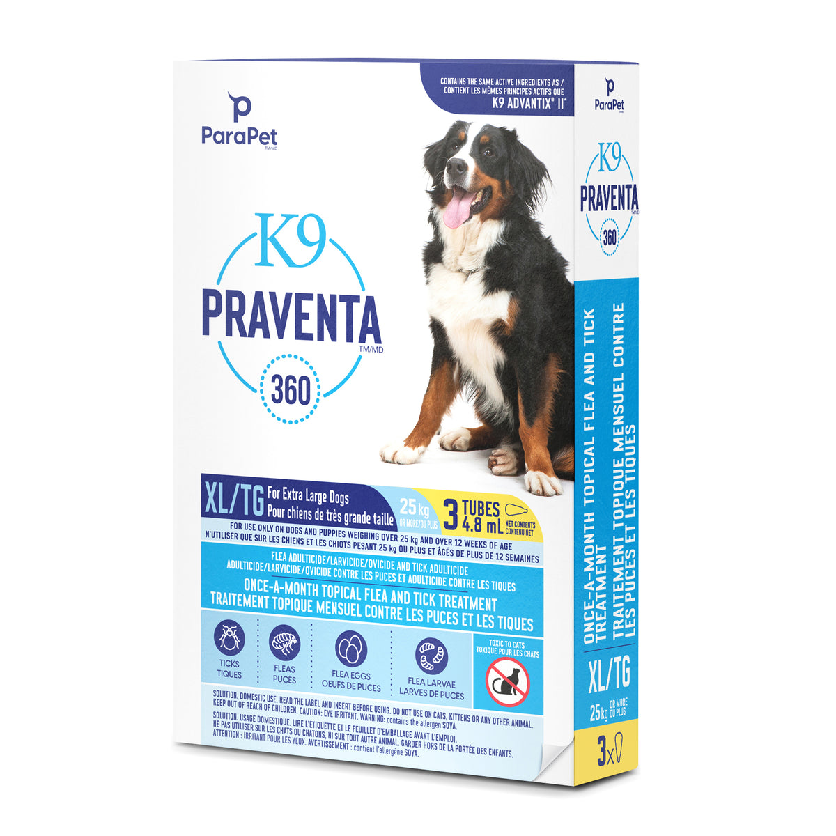 Traitement K9 Praventa 360, chiens de très grande taille, 3 tubes