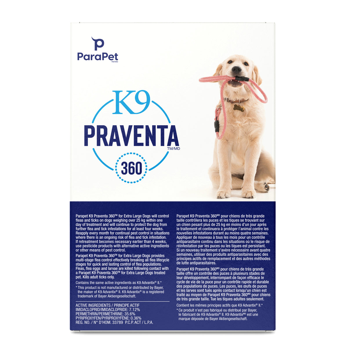 Traitement K9 Praventa 360, chiens de très grande taille, 3 tubes