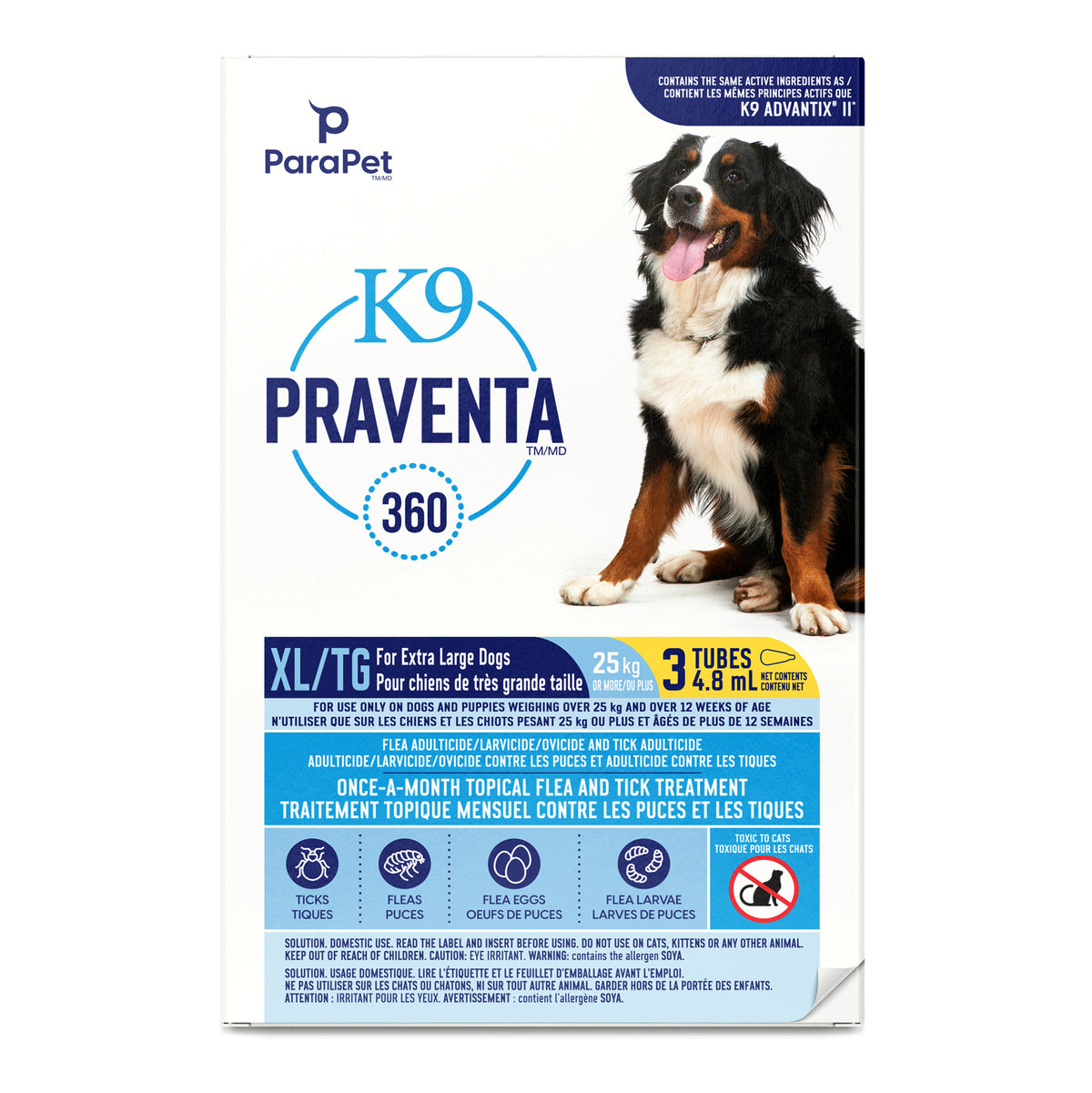 Traitement K9 Praventa 360, chiens de très grande taille, 3 tubes