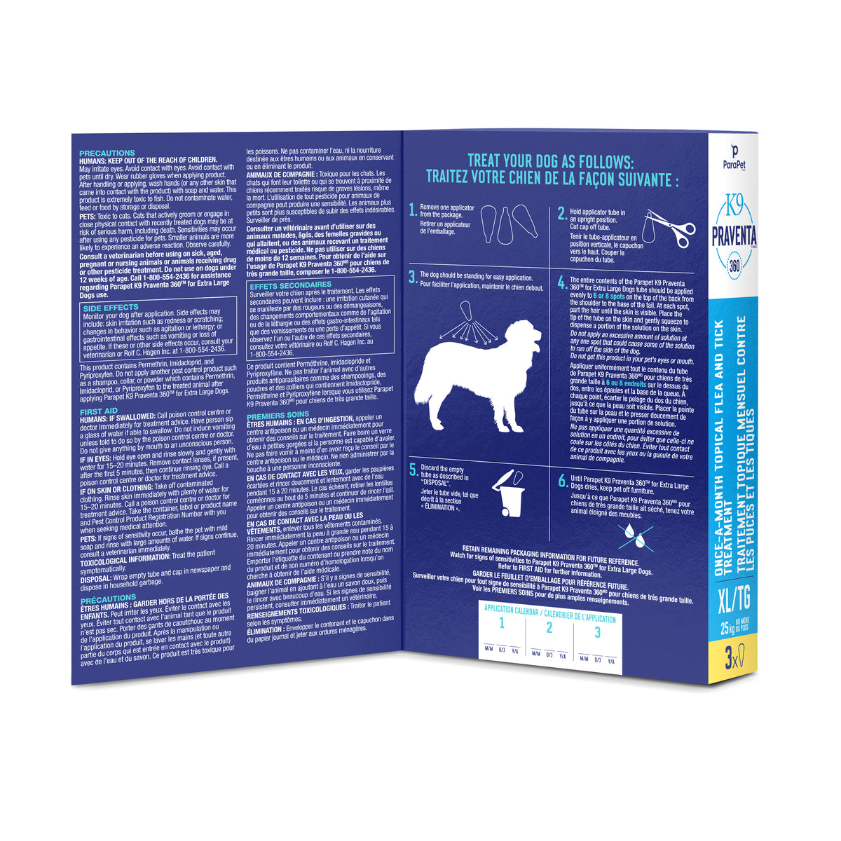 Traitement K9 Praventa 360, chiens de très grande taille, 3 tubes