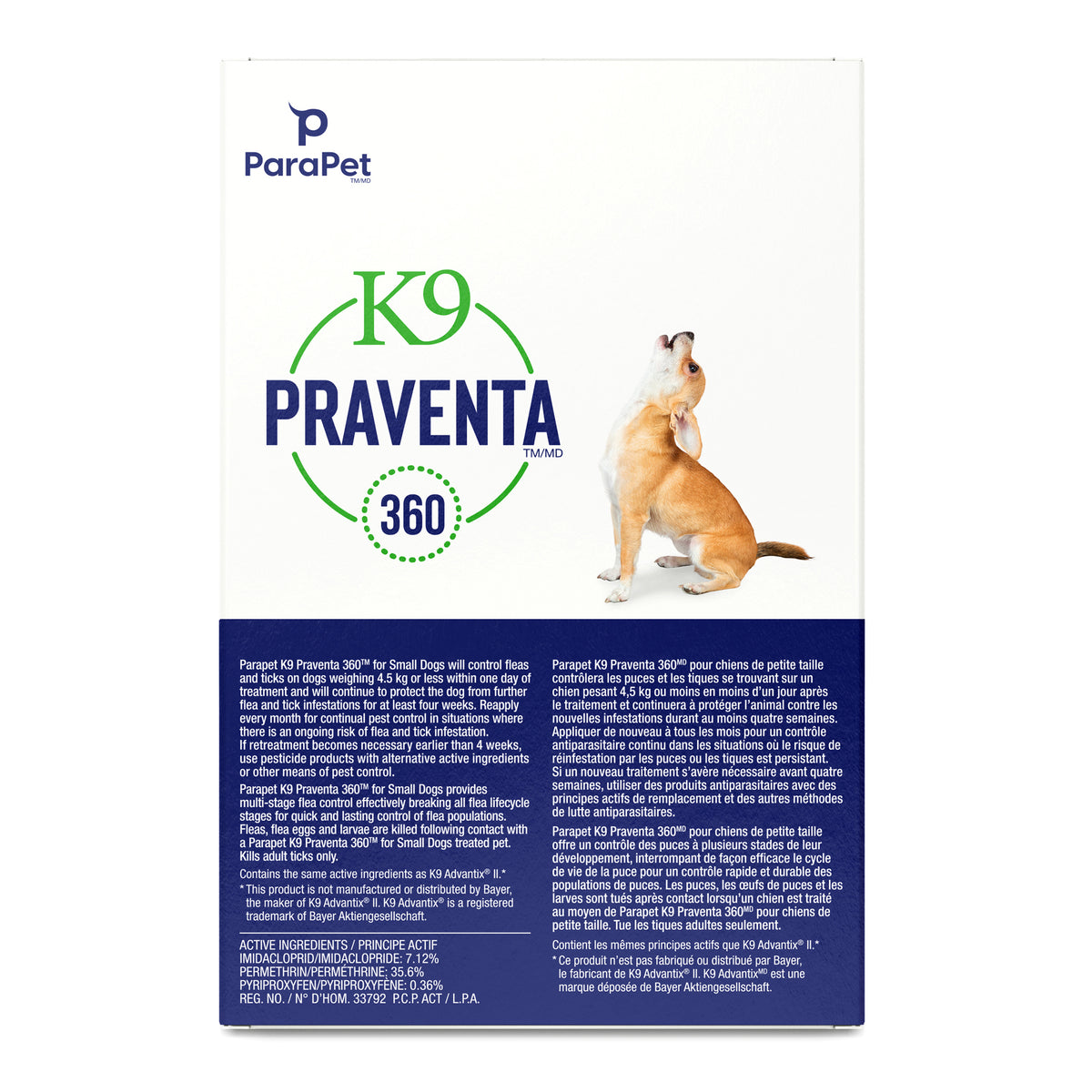 Traitement K9 Praventa 360, chiens de petite taille, 6 tubes