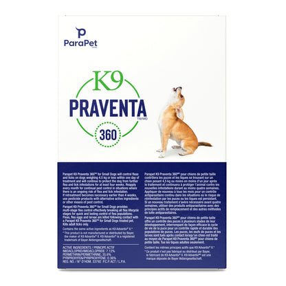 Traitement K9 Praventa 360, chiens de petite taille, 6 tubes