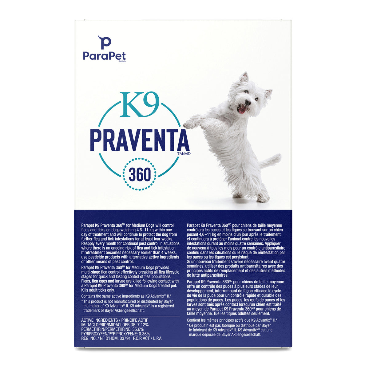 Traitement K9 Praventa 360, chiens de taille moyenne, 6 tubes