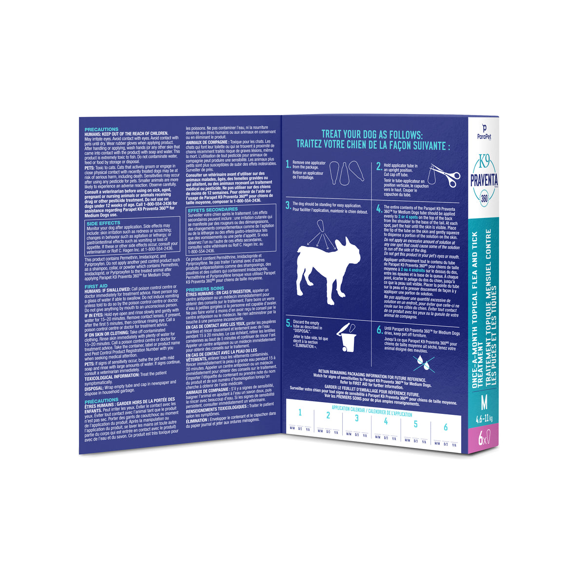 Traitement K9 Praventa 360, chiens de taille moyenne, 6 tubes