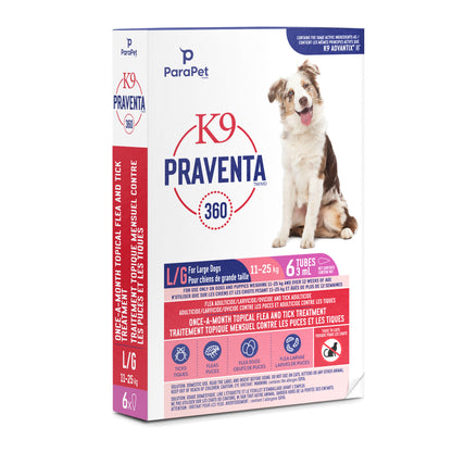 Traitement K9 Praventa 360, chiens de grande taille, 6 tubes