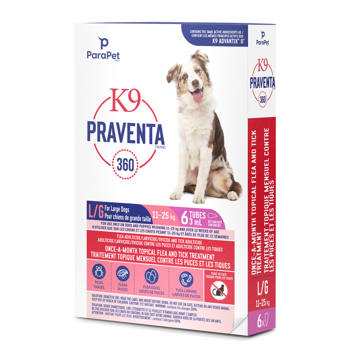 Traitement K9 Praventa 360, chiens de grande taille, 6 tubes