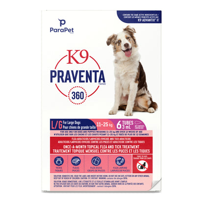Traitement K9 Praventa 360, chiens de grande taille, 6 tubes