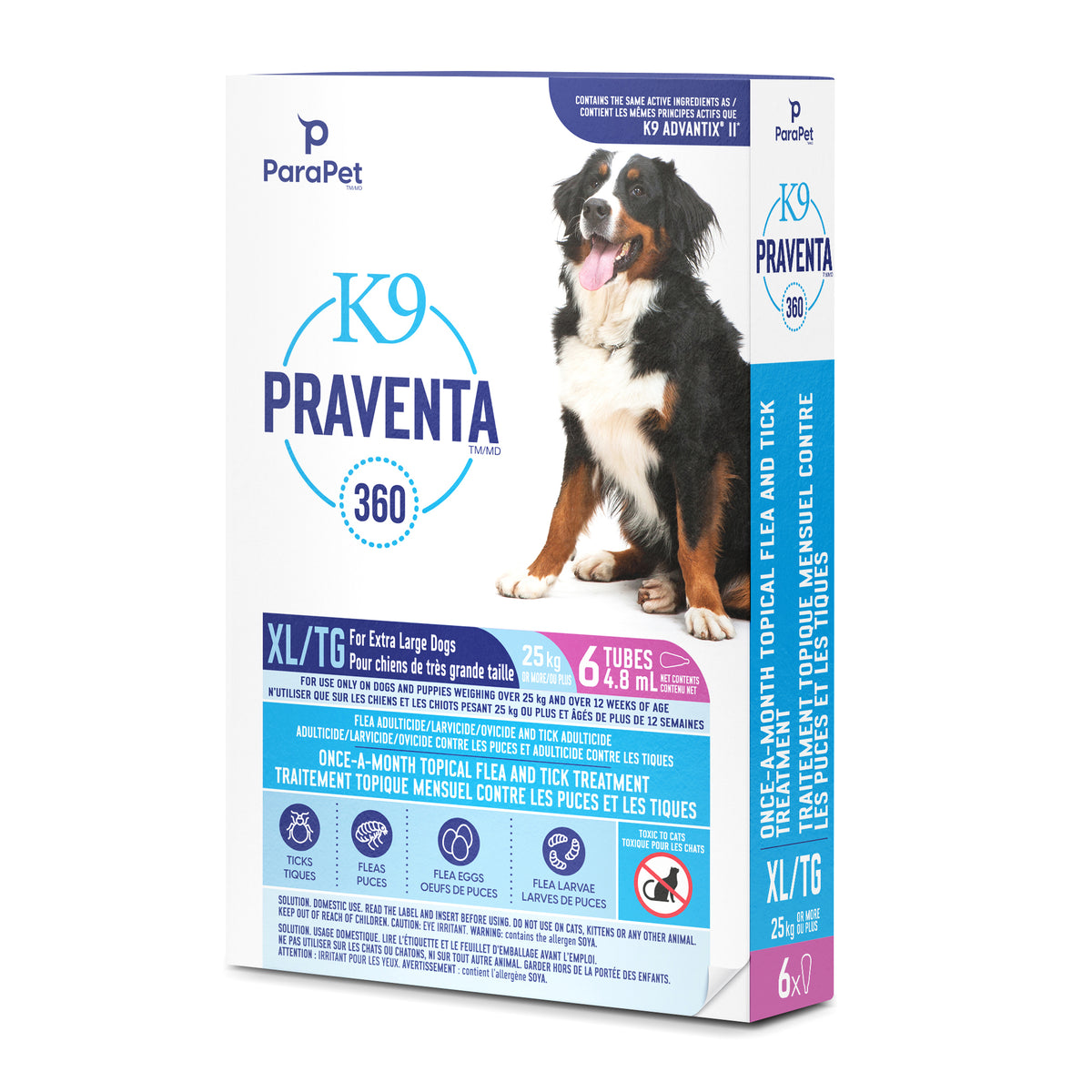 Traitement K9 Praventa 360, chiens de très grande taille, 6 tubes