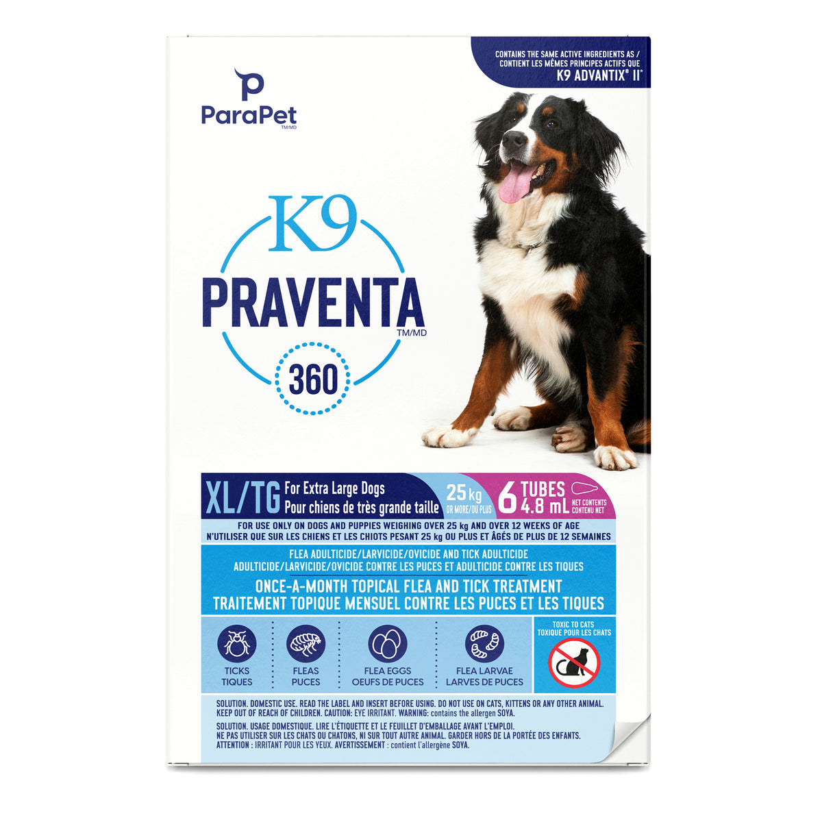 Traitement K9 Praventa 360, chiens de très grande taille, 6 tubes