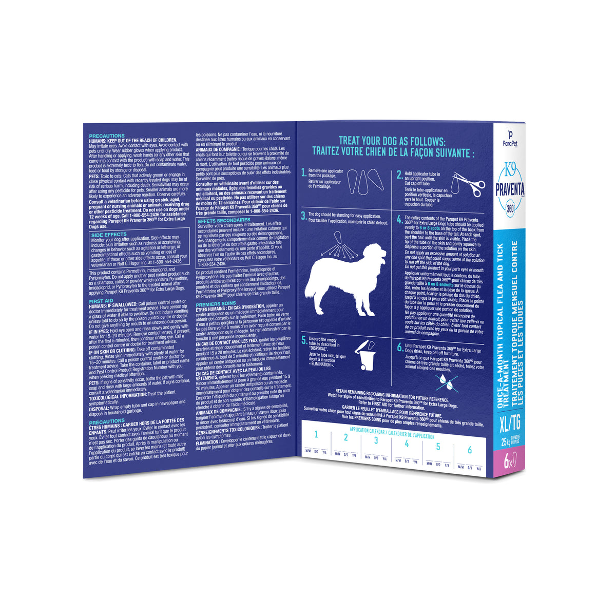Traitement K9 Praventa 360, chiens de très grande taille, 6 tubes